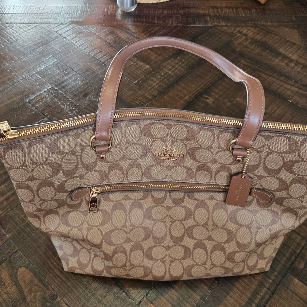 Coach Tan and Brown Signature Tote